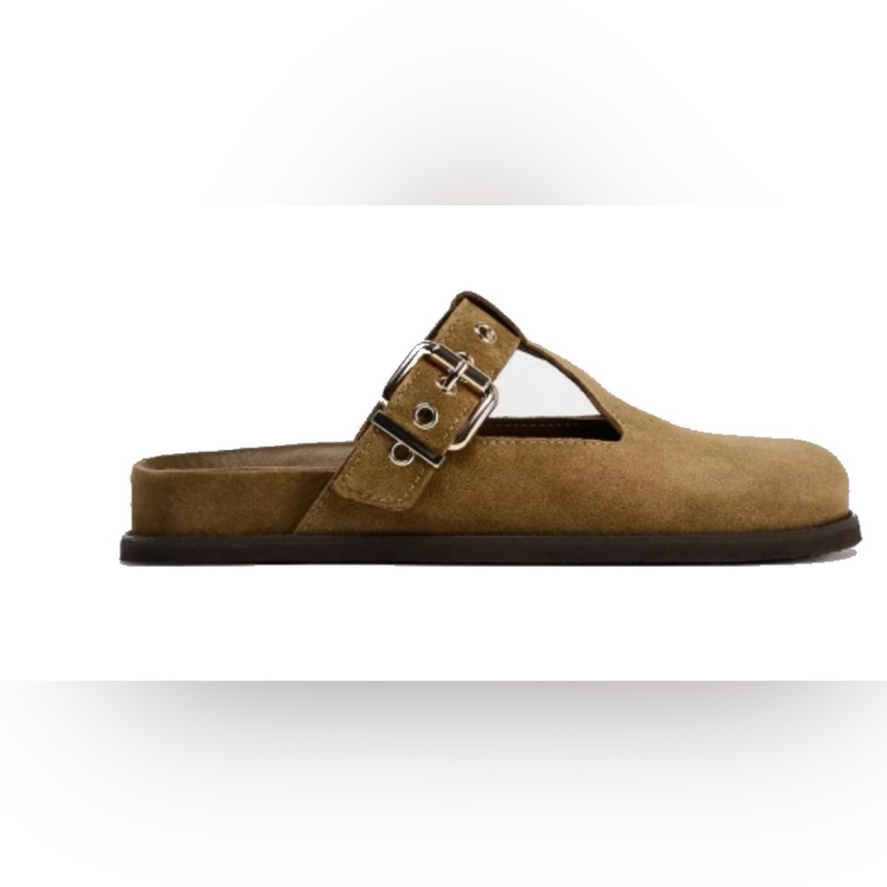 Zara Tan Suede Loafers with Buckle Never Used